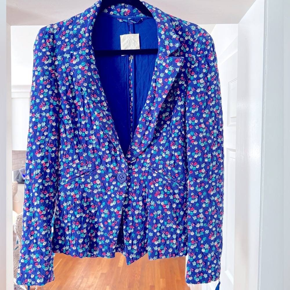 EUC Rebecca Taylor floral quilted blazer jacket sz 4